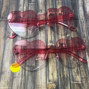5for$10 Two Cute Transparent Baby Ombre Pink Novelty Heart Glasses Best